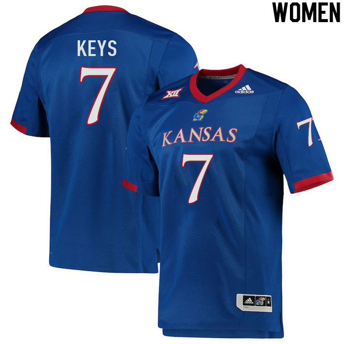 Women #7 Gage Keys Kansas Jayhawks College Football Jerseys Stitched Sale-Royal - Click Image to Close